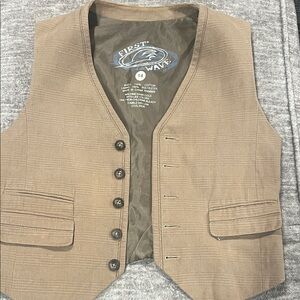 First Wave Brown Plaid Button Vest